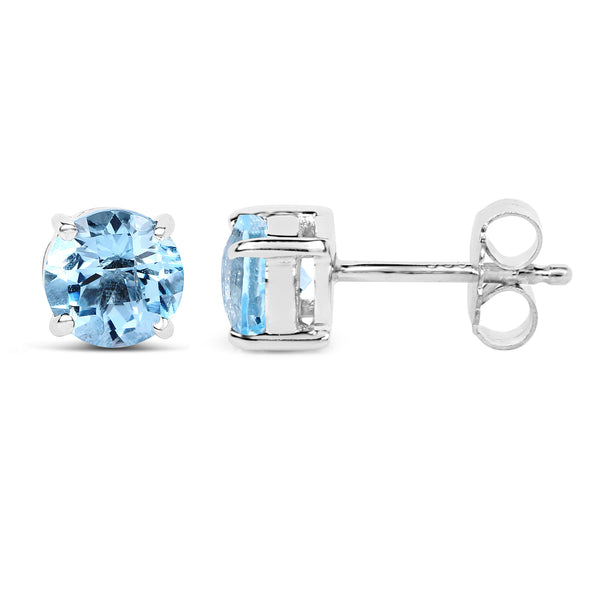 2.10 Carat Genuine Blue Topaz .925 Sterling Silver Earrings