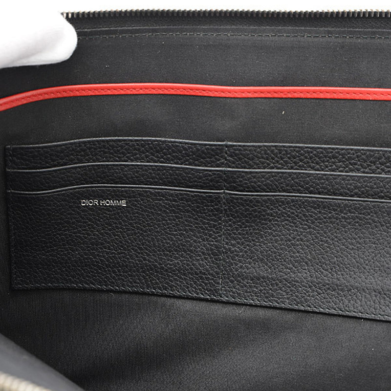 Dior Homme Clutch Bag Leather Red Black