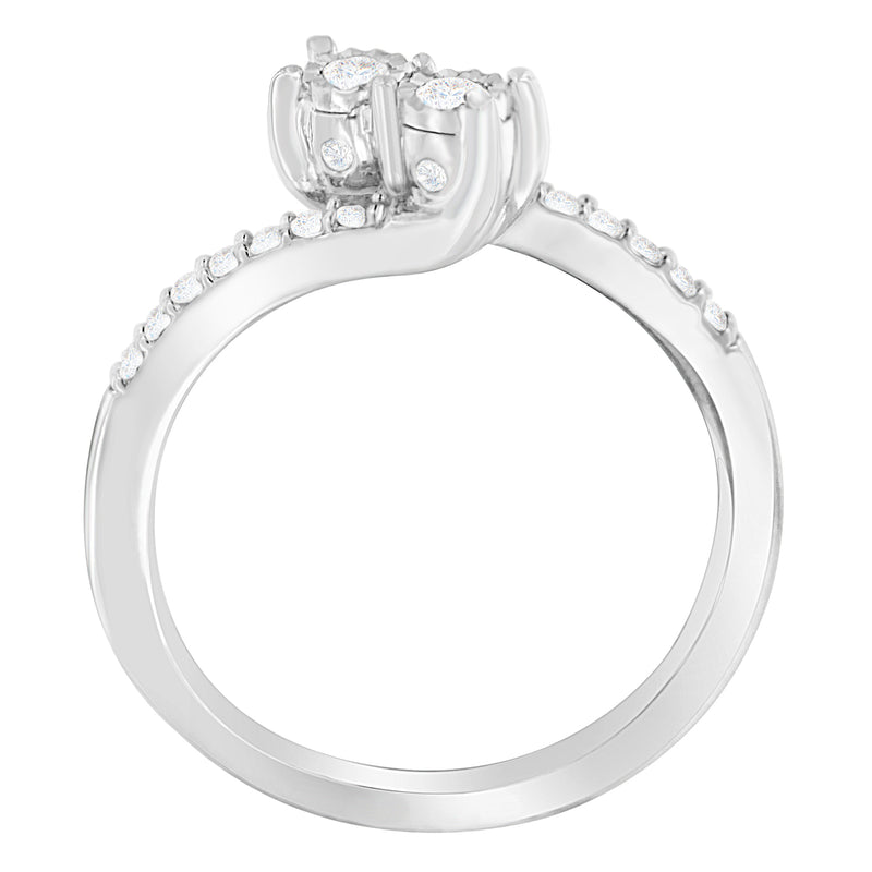 10K White Gold 1/4ct Two-Stone Diamond Ring (H-I I2-I3)