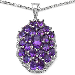 4.34 Carat Genuine Amethyst .925 Sterling Silver Pendant