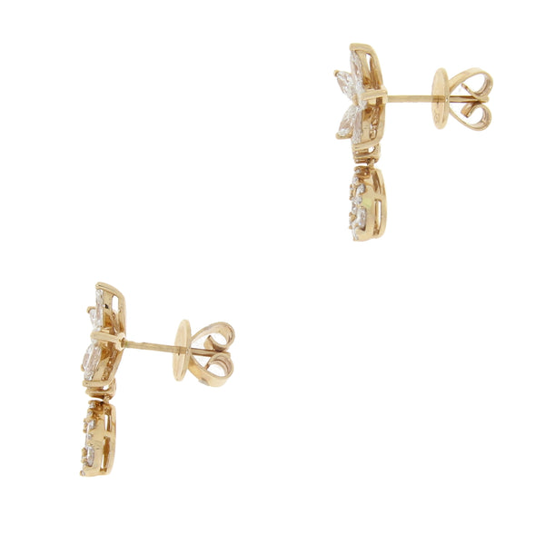 Natural 2.01ct Diamond Flower Earrings 18KT Rose Gold