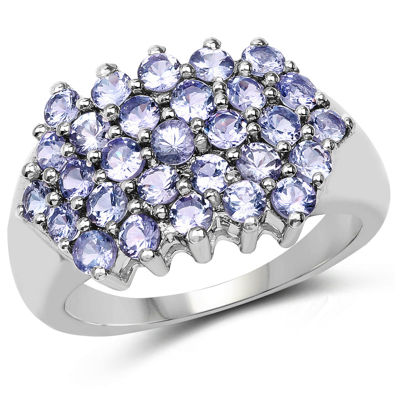 2.03 Carat Genuine Tanzanite .925 Sterling Silver Ring