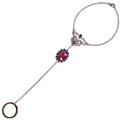 8.47ct Ruby Sapphire Diamond Slave Chian Bracelet 18k Gold 925 Silver Jewelry