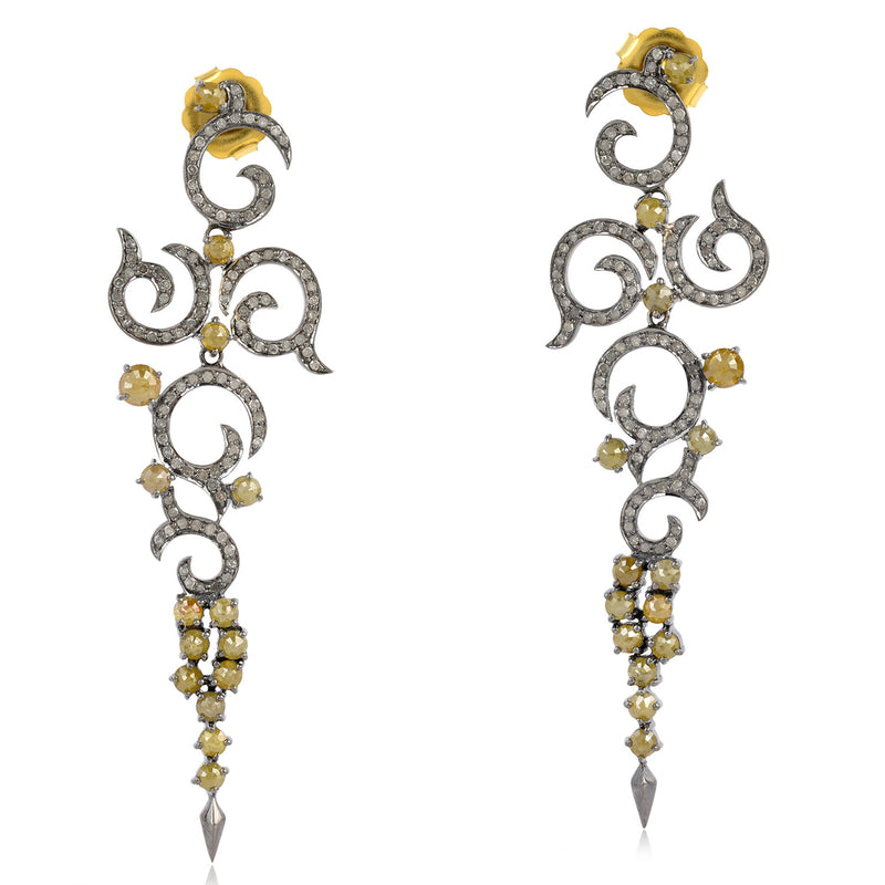 Pave Diamond 18k Gold 925 Sterling Silver Dangle Earrings Jewelry