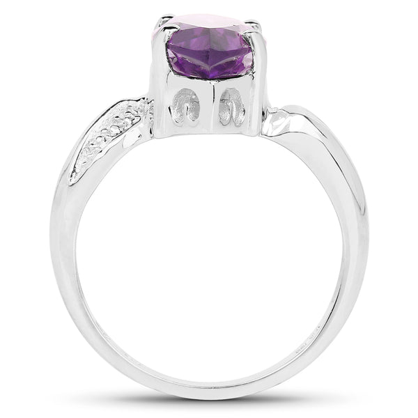 2.55 Carat Genuine Amethyst .925 Sterling Silver Ring
