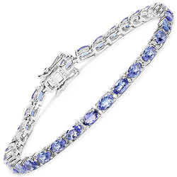 8.00 Carat Genuine Tanzanite .925 Sterling Silver Bracelet