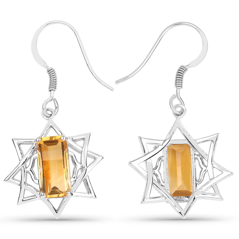 5.95 Carat Genuine Citrine .925 Sterling Silver Earrings