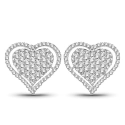 1.26 Carat Genuine White Diamond 14K White Gold Earrings (G-H Color, SI1-SI2 Clarity)