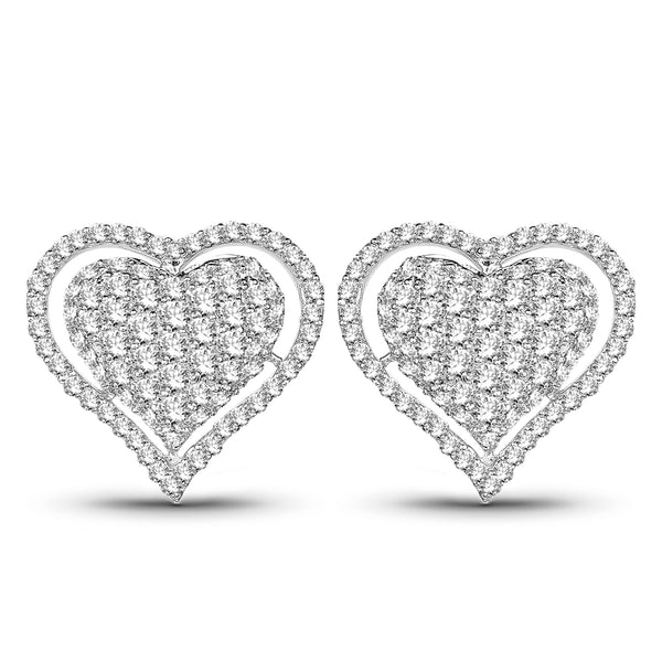 1.26 Carat Genuine White Diamond 14K White Gold Earrings (G-H Color, SI1-SI2 Clarity)