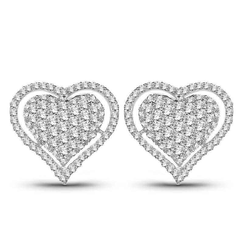 1.26 Carat Genuine White Diamond 14K White Gold Earrings (G-H Color, SI1-SI2 Clarity)