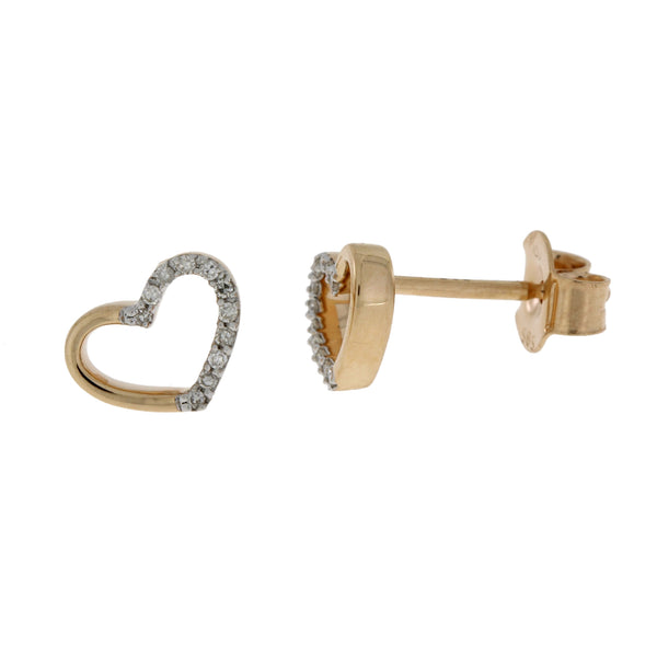 Genuine .06ct Diamond Heart Earrings 14KT Rose Gold