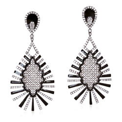Pave Diamond 18k Gold 925 Sterling Silver Designer Dangle Earrings Jewelry