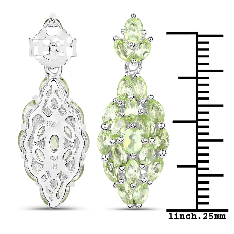 3.20 Carat Genuine Peridot .925 Sterling Silver Earrings