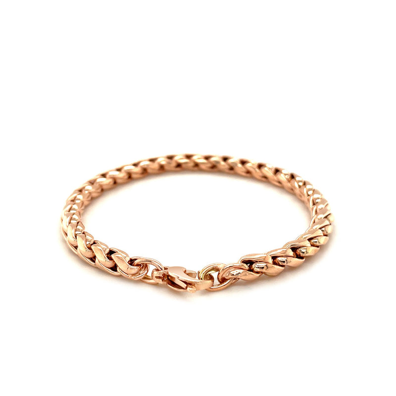 14k Rose Gold 7 1/2 inch Round Curb Chain Bracelet