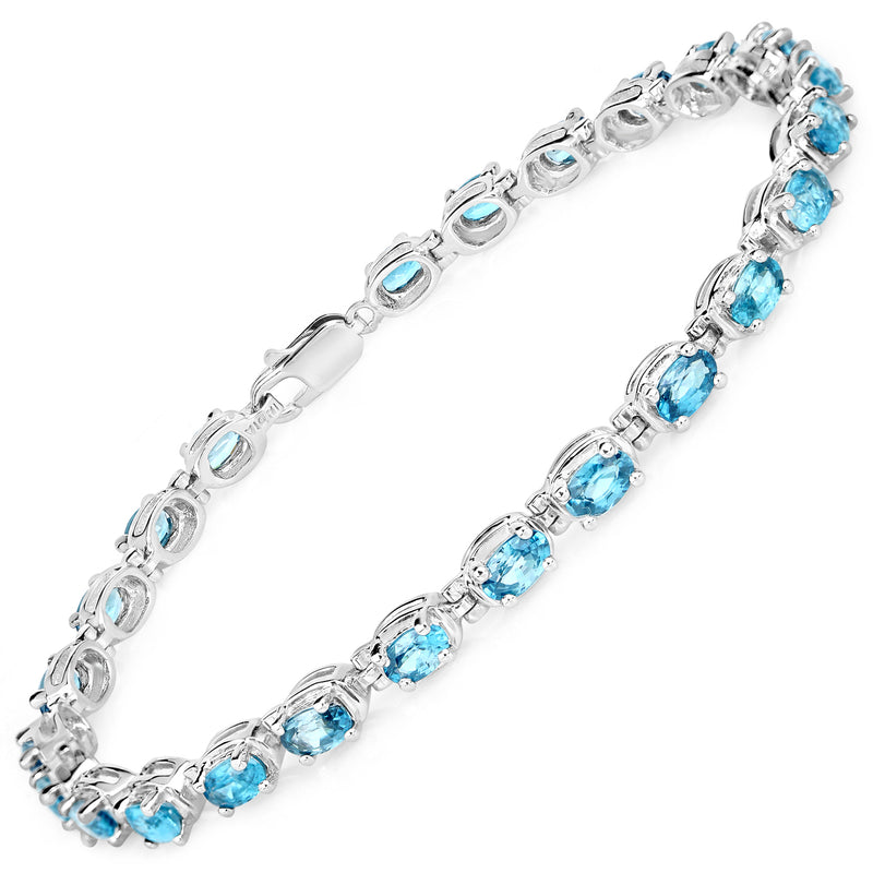 7.92 Carat Genuine Blue Zircon .925 Sterling Silver Bracelet