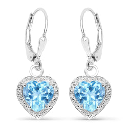 4.20 Carat Genuine Swiss Blue Topaz .925 Sterling Silver Earrings