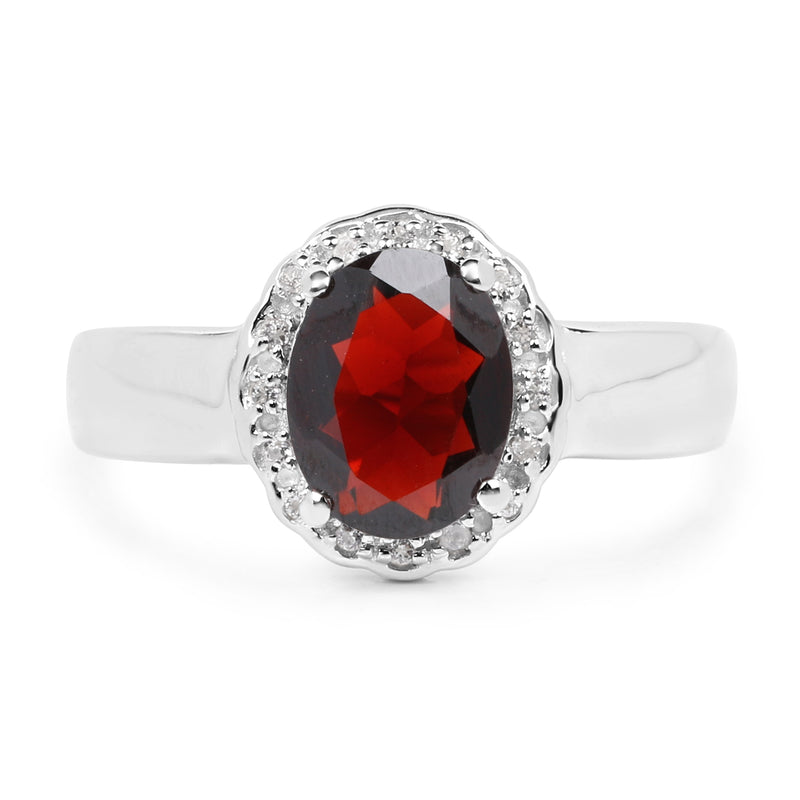 2.58 Carat Genuine  Garnet and White Topaz .925 Sterling Silver Ring