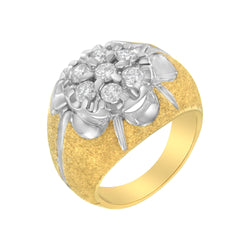 Mens 14K Yellow Gold 2ct. TDW  Diamond  Cocktail Cluster Ring (I-JI2-I3)- Size 7.25