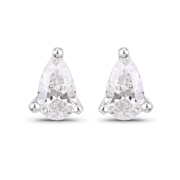 0.35 Carat Genuine White Diamond 14K White Gold Earrings