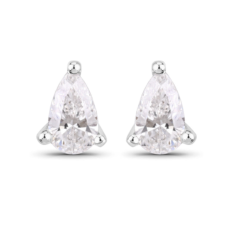 0.35 Carat Genuine White Diamond 14K White Gold Earrings