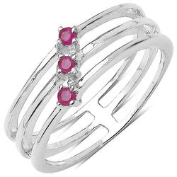 0.11 Carat Genuine Ruby .925 Sterling Silver Ring