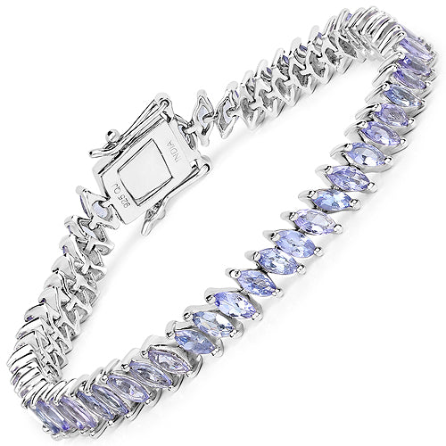 8.12 Carat Genuine Tanzanite .925 Sterling Silver Bracelet