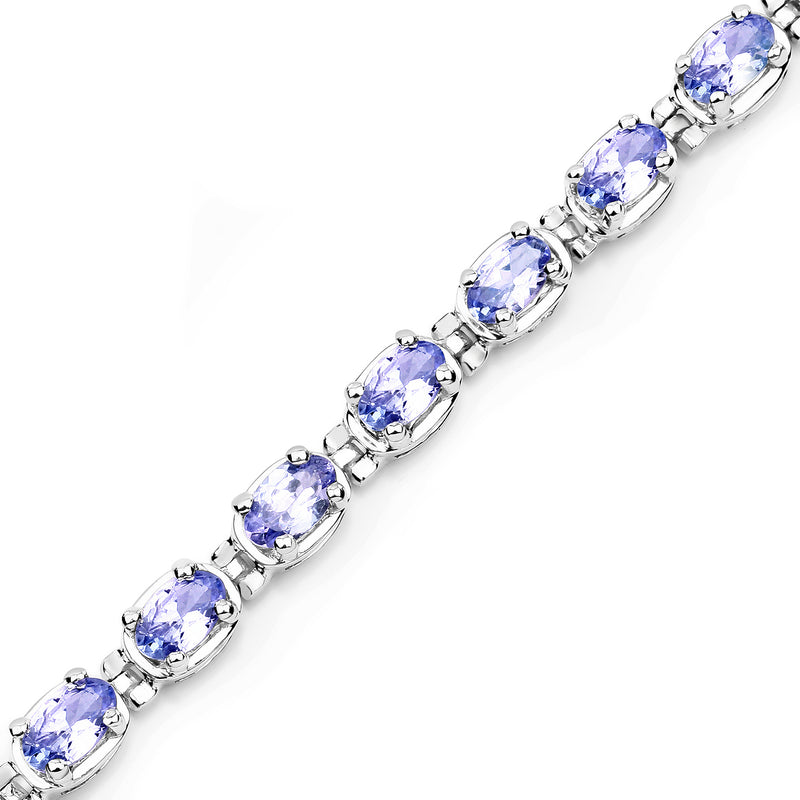 6.00 Carat Genuine Tanzanite .925 Sterling Silver Bracelet