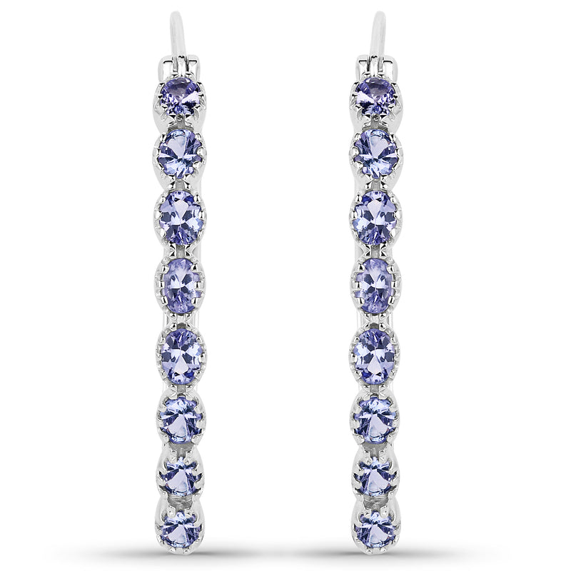 2.72 Carat Genuine Tanzanite .925 Sterling Silver Earrings