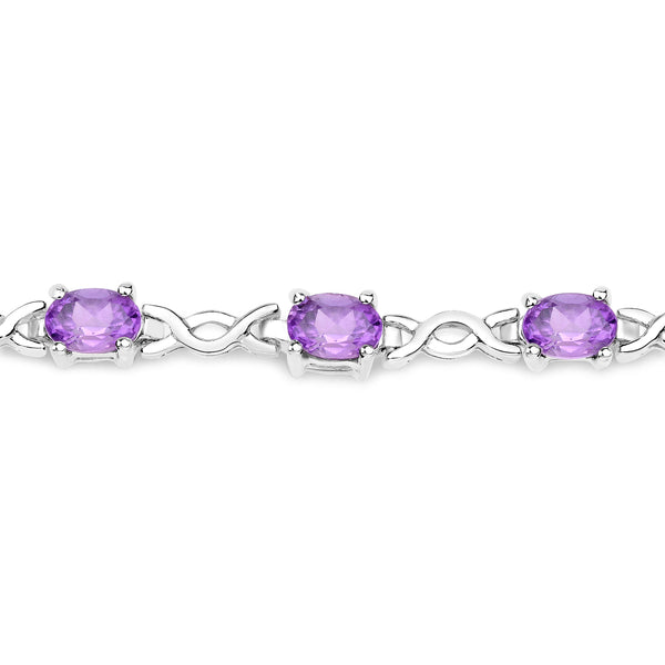 4.56 Carat Genuine Amethyst .925 Sterling Silver Bracelet