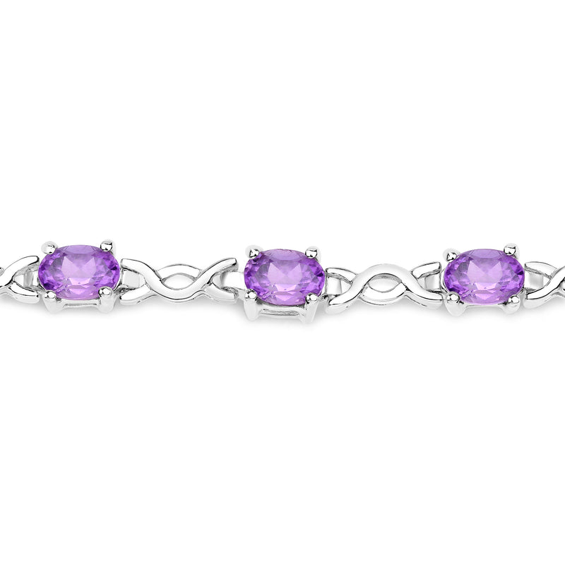 4.56 Carat Genuine Amethyst .925 Sterling Silver Bracelet