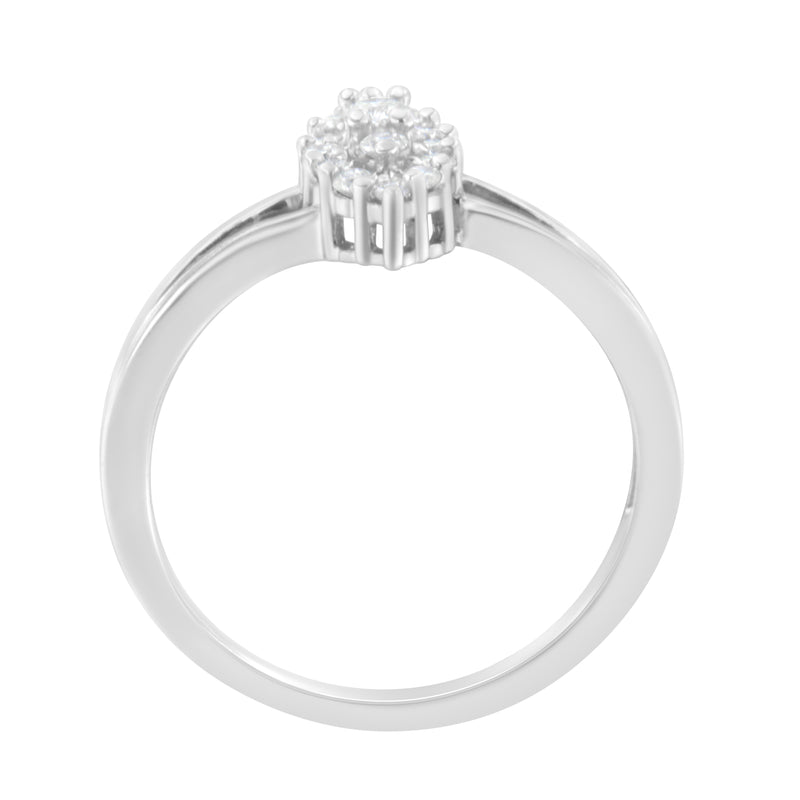10K White Gold 1/4ct TDW Round cut Diamond Cluster Ring (H-II1-I2)