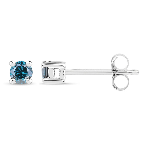 0.18 Carat Genuine Blue Diamond .925 Sterling Silver Earrings