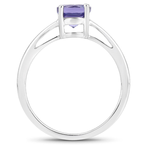 0.95 Carat Genuine Tanzanite .925 Sterling Silver Ring