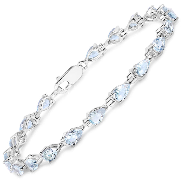 7.00 Carat Genuine Aquamarine .925 Sterling Silver Bracelet