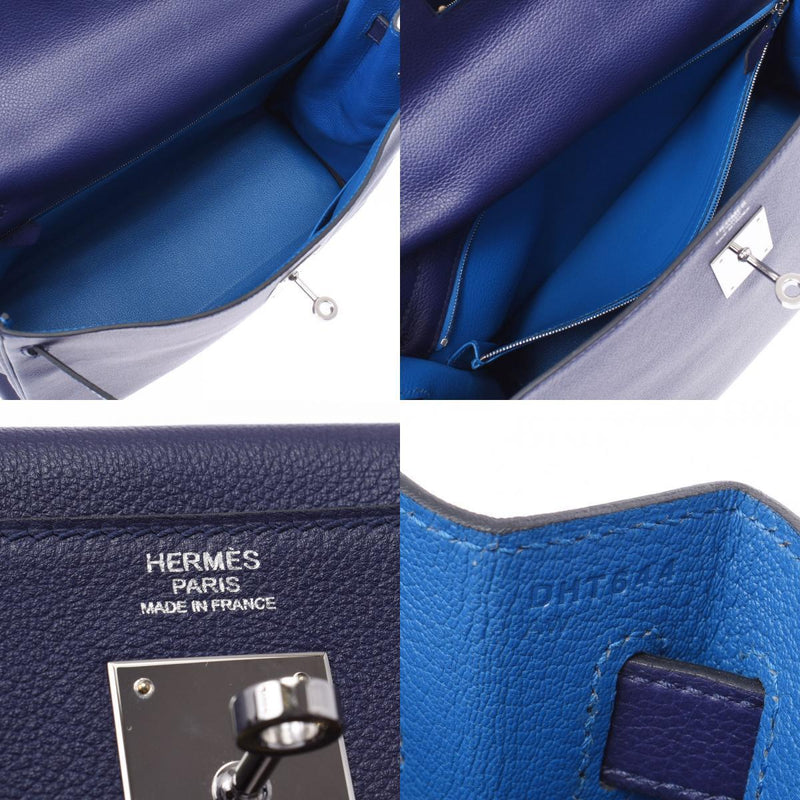 HERMES Hermes Kelly 32 Verso 2WAY Bag Blue Ankle / Jelly D Engraved (Around 2019) Womens Evercolor Handbag