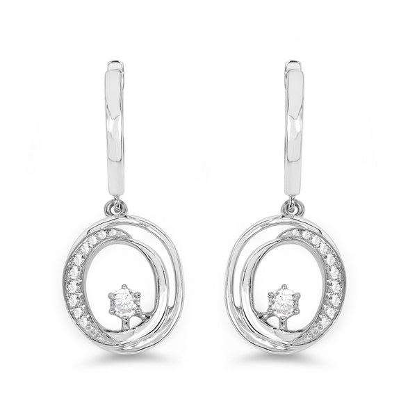 0.37 Carat Genuine White Diamond 14K White Gold Earrings (E-F-G Color, SI Clarity)