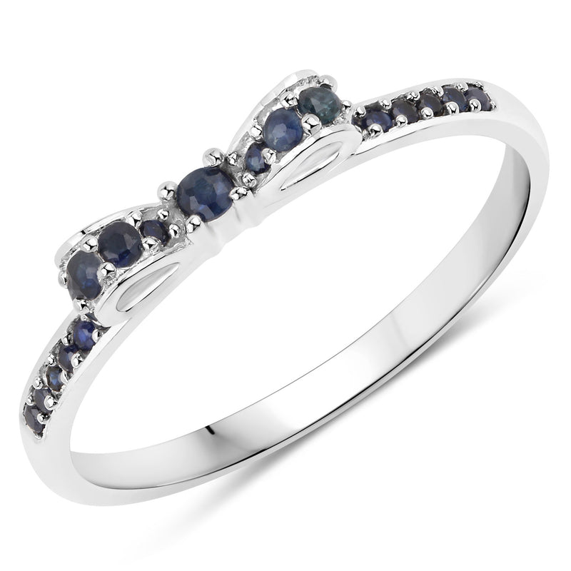 0.31 Carat Genuine Blue Sapphire 14K White Gold Ring