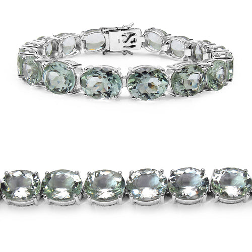 53.55 Carat Genuine Green Amethyst .925 Sterling Silver Bracelet