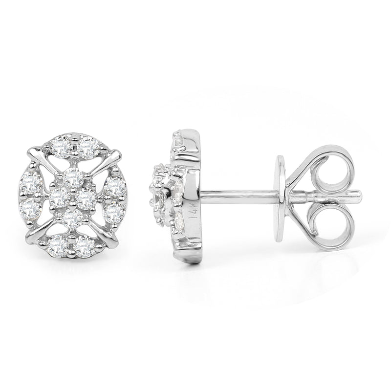 0.35 Carat Genuine White Diamond 14K White Gold Earrings (G-H Color, SI1-SI2 Clarity)