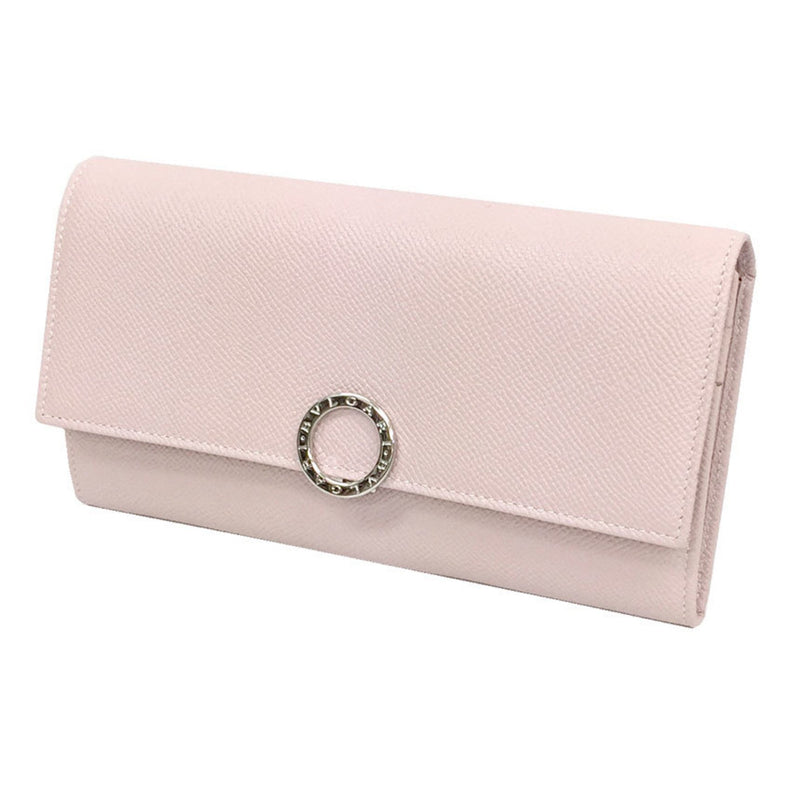 BVLGARI logo clip long bi-fold wallet 30415 grain leather pink ladies