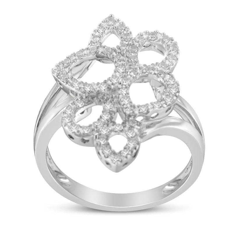 18k White Gold 1/4ct TDW Diamond Art Deco Ring(H-I I1-I2)