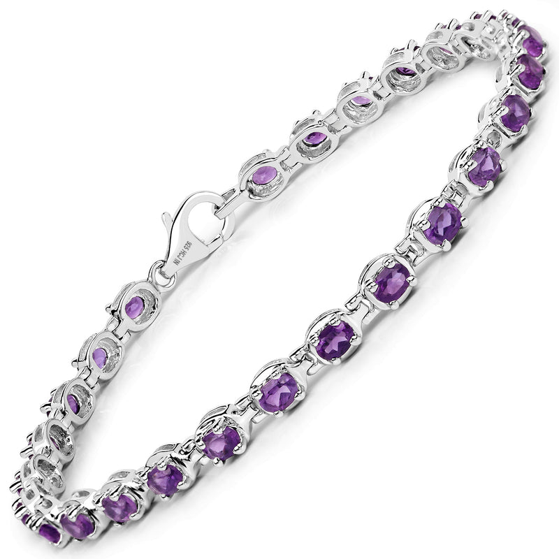 4.00 Carat Genuine Amethyst .925 Sterling Silver Bracelet