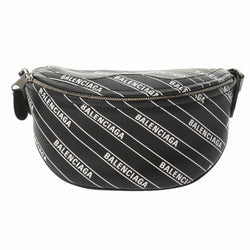 BALENCIAGA print waist bag black / white 565510 unisex leather body