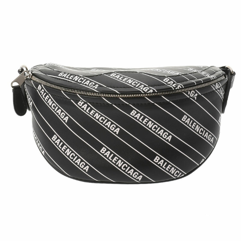 BALENCIAGA print waist bag black / white 565510 unisex leather body