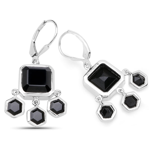 10.44 Carat Genuine Black Onyx .925 Sterling Silver Earrings