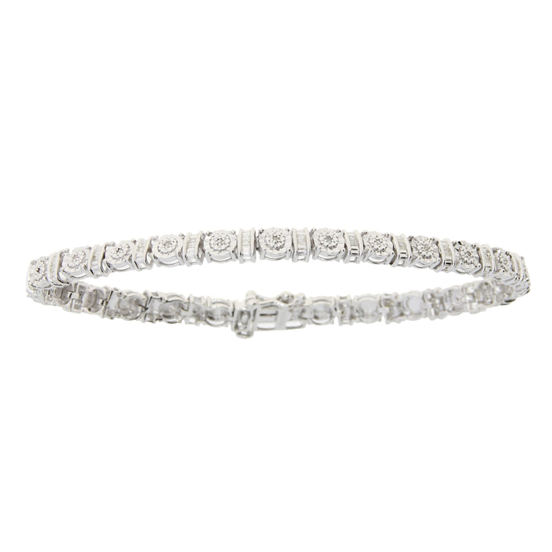 Natural .25ct Diamond Tennis Bracelet Sterling Silver