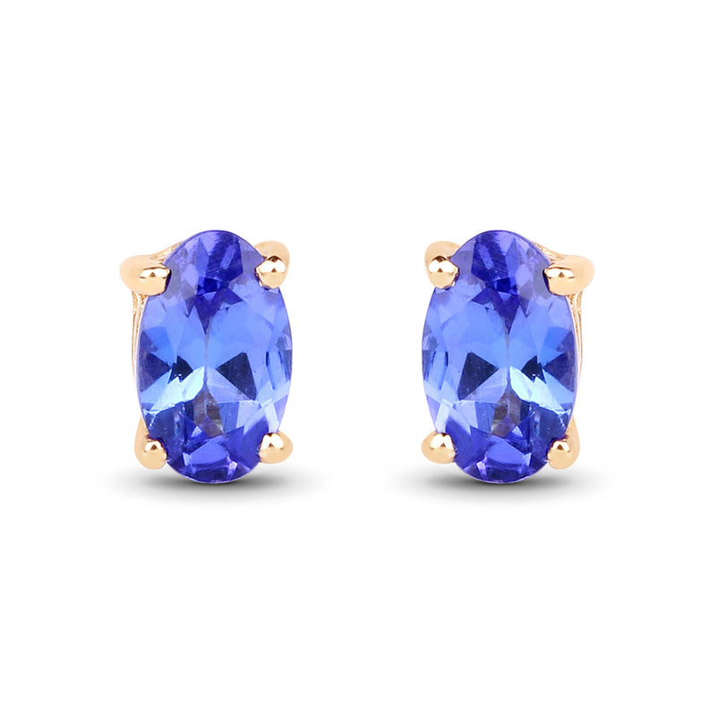 0.50 Carat Genuine Tanzanite 14K Yellow Gold Earrings