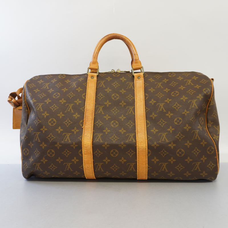 Auth Louis Vuitton Boston Bag Monogram Keepall Bandolier 50 M41416 Unisex