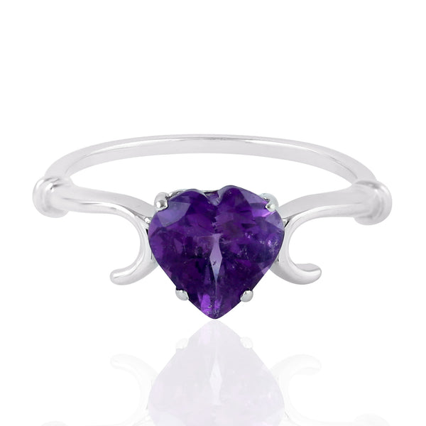 Purple Amethyst Band Ring 925 Sterling Silver Jewelry