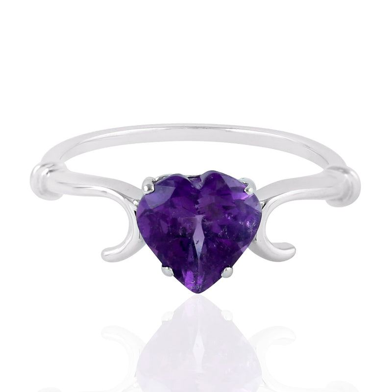 Purple Amethyst Band Ring 925 Sterling Silver Jewelry